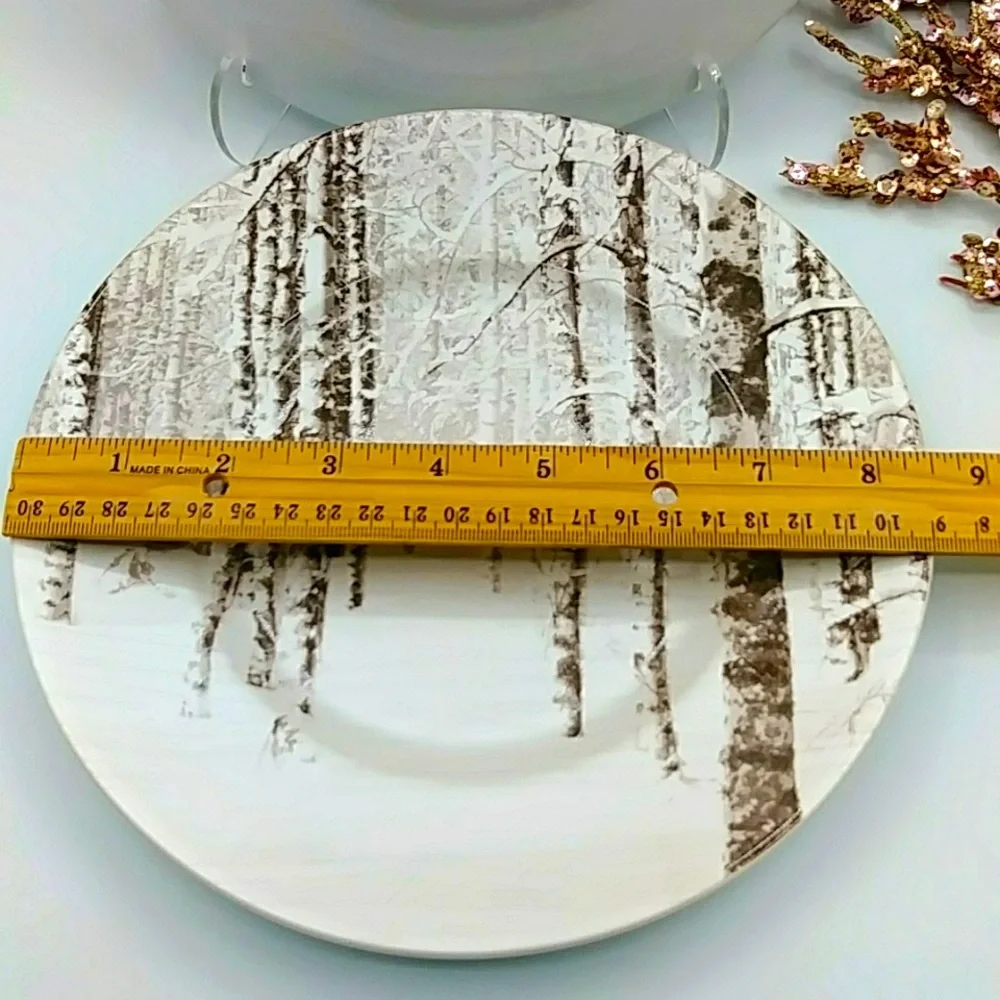 🐴HP! Pier 1 Pair of Accent Plates, Snow Forest Winter Horse. 8.5”